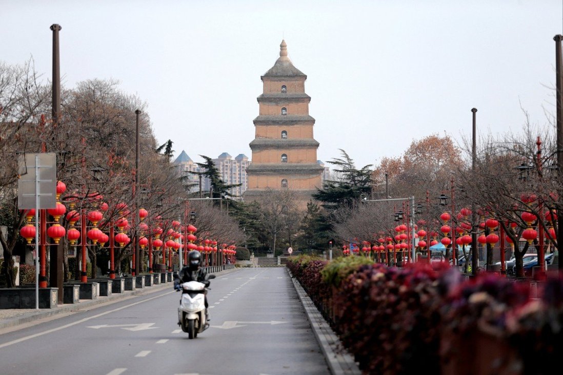 Cảnh tượng vắng lặng ở thành phố Tây An, thủ phủ tỉnh Thiểm Tây, Trung Quốc.