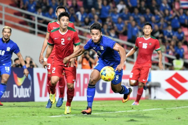 Vượt trội tại Đông Nam Á nhưng Thái Lan (áo xanh) cũng từng thua đậm khi tham dự vòng loại cuối World Cup. Điều đó minh chứng về khoảng cách trình độ giữa bóng đá Đông Nam Á và châu lục. Ảnh: AFF