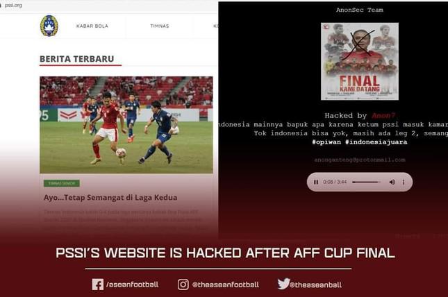 Ảnh chụp màn hình vụ hack website PSSI được trang ASEAN Football ghi lại