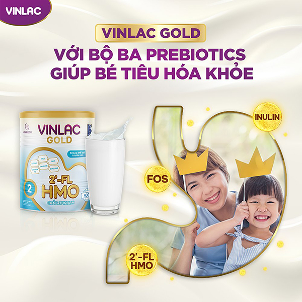 Vinlac Gold 2 giàu HMO, chất xơ FOS/Inulin hỗ trợ hệ tiêu hóa