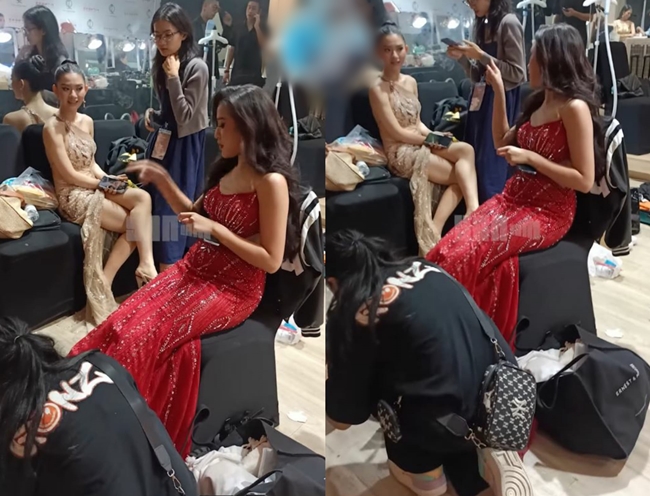 Trong một bức ảnh hậu trường cuộc thi Miss Fitness Vietnam 2022 vừa kết thúc cách đây không lâu, "hot girl trứng rán" lộ vòng eo khá phì nhiêu. 
