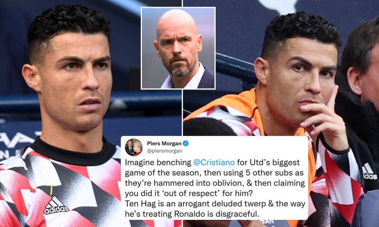 Nhà báo&nbsp;Piers Morgan gọi Ten Hag là "kẻ lừa dối" vì&nbsp;không cho Ronaldo thi đấu phút nào