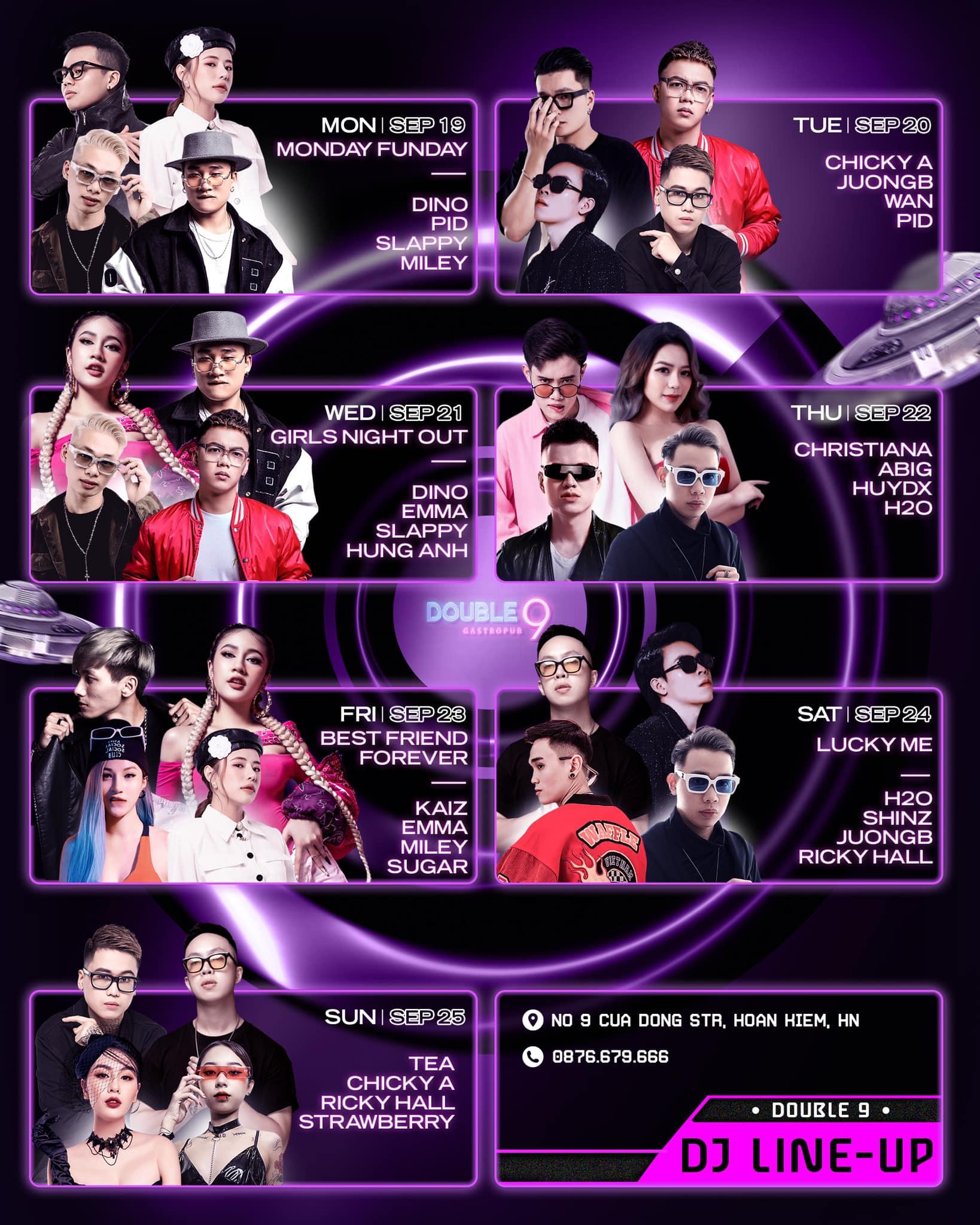 Dàn DJ Line-up cực khủng tại Double 9