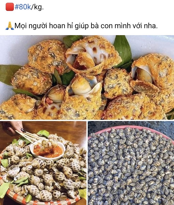 Nhiều bài bán ốc hương trên chợ mạng với giá chỉ 80 nghìn đồng/kg.