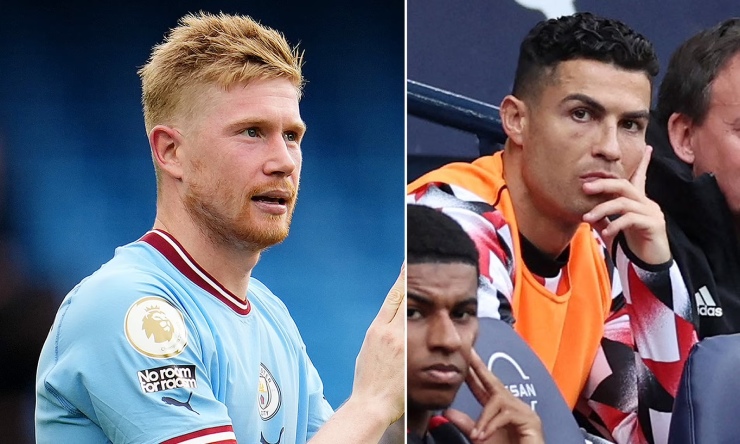 De Bruyne tìm gặp Ronaldo để xin đổi áo sau khi derby Manchester kết thúc