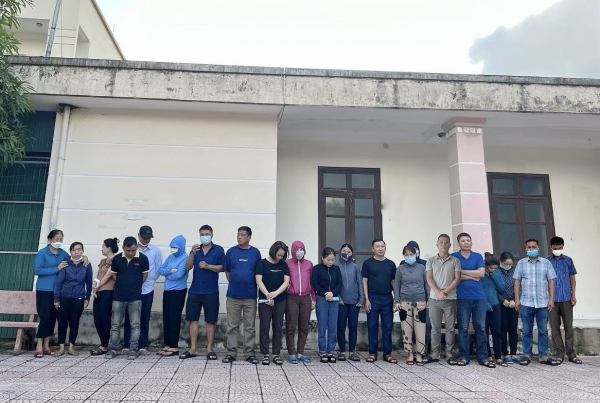 Các đối tượng tại cơ quan Công an.