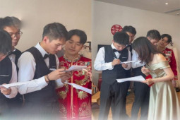 Bạn trẻ - Cuộc sống - Clip: Dàn phù rể "vò đầu bứt tai" thi IELTS để được đón dâu