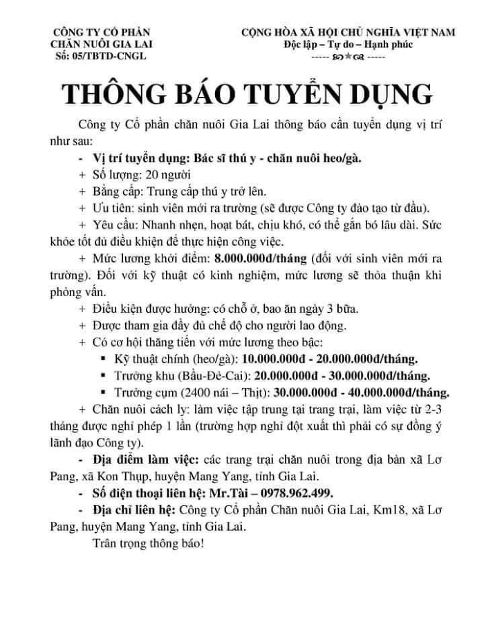 Bầu Đức tuyển người chăm gà, chăm heo với mức lương lên tới 40 triệu đồng/tháng - 1