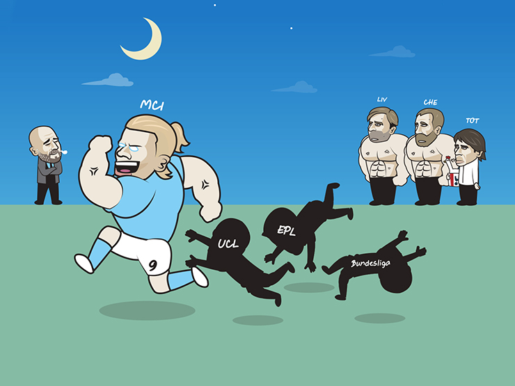 Tranh vui - Ảnh chế: "Quái vật" Haaland ghi bàn như máy khiến cả châu Âu run sợ