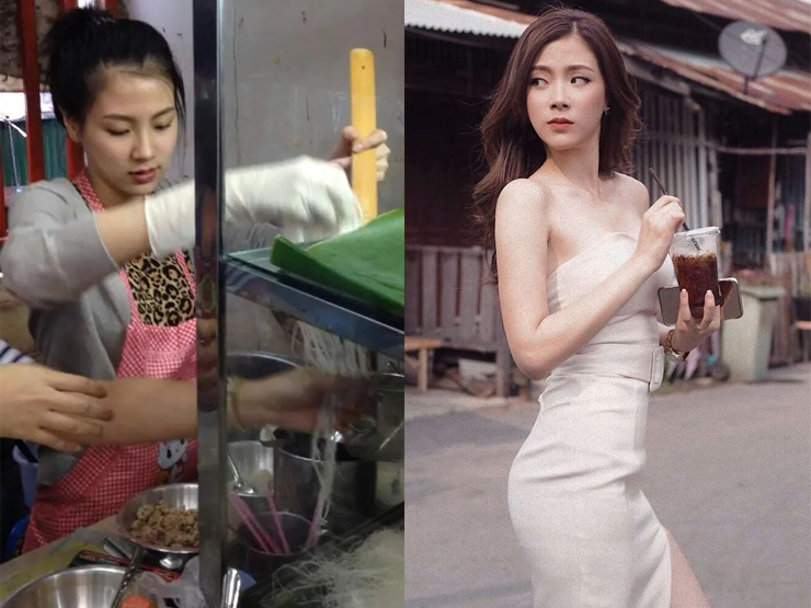 Giải trí - Cô gái bán hủ tiếu khiến dân mạng bấn loạn vì quá xinh đẹp, hóa ra là người quen showbiz