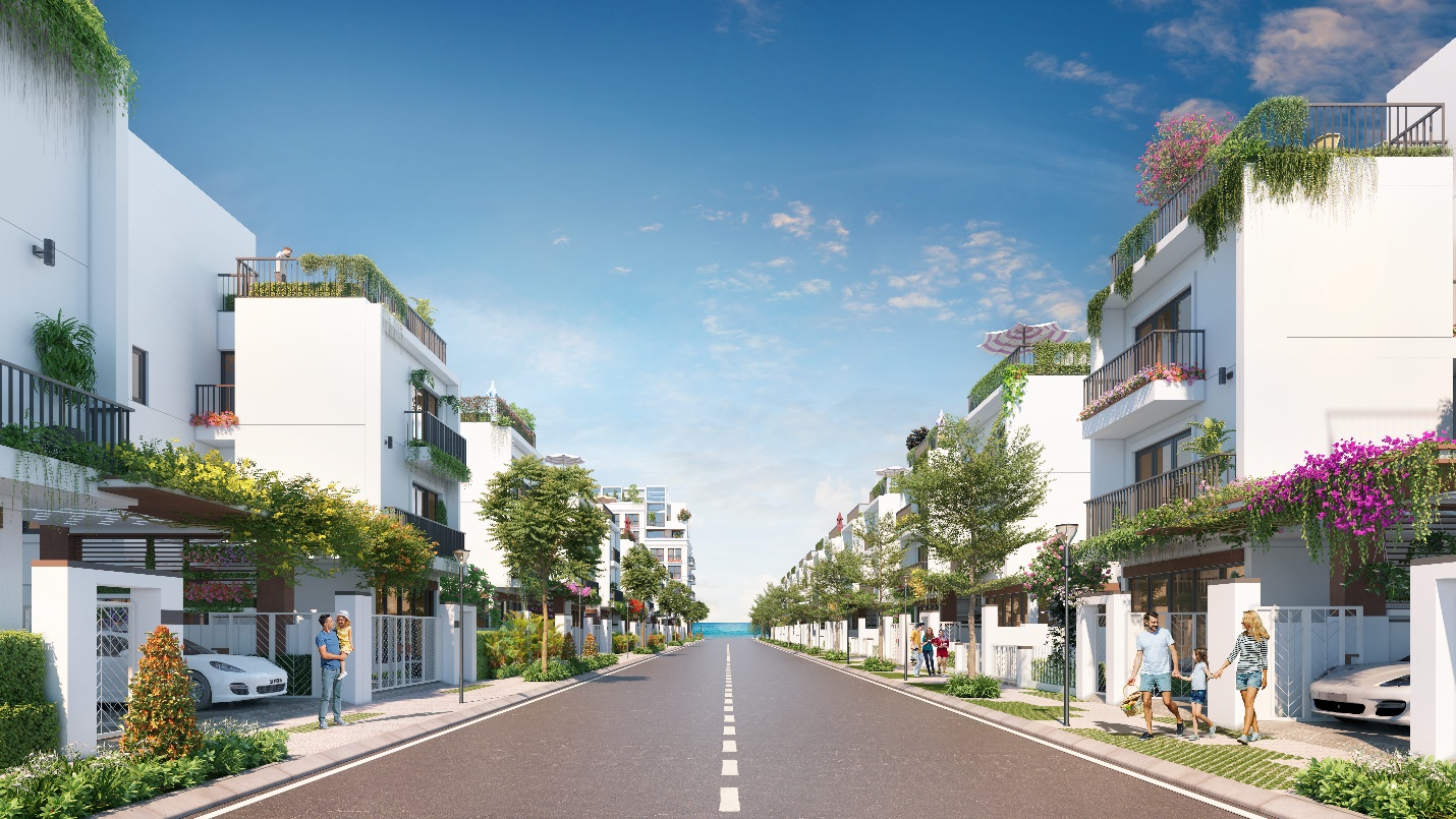 Biệt thự và shophouse Vlasta – Sầm Sơn nằm trên những trục đường lớn hướng ra biển (Ảnh phối cảnh: vlastavanphu.vn).