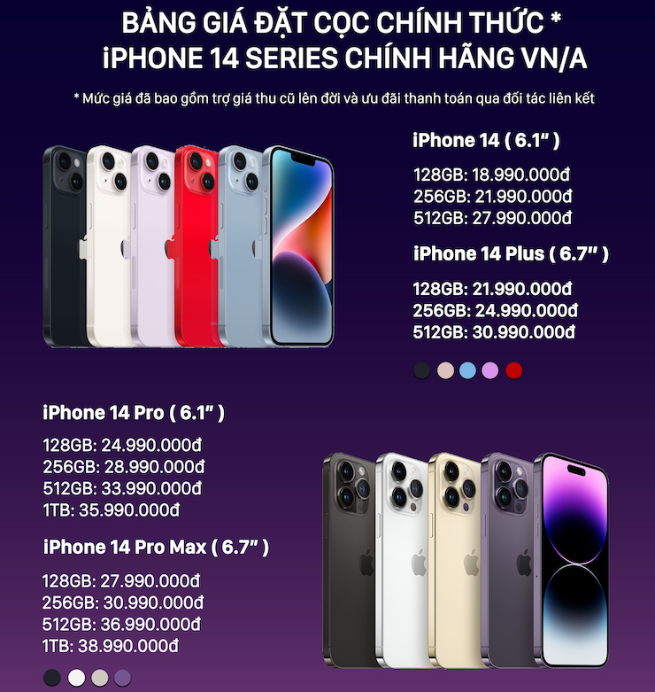 Giá iPhone 14, iPhone 14 Plus, iPhone 14 Pro và iPhone 14 Pro Max chính thức tại Việt Nam - 4