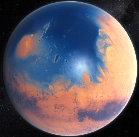 Sao Hỏa xanh sơ khai từng có sự sống nhưng đã tự hủy hoại nó - Ảnh: NASA
