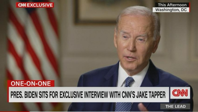 Tổng thống Mỹ Joe Biden trong cuộc phỏng vấn trên đài CNN hôm 11/10. Ảnh: CNN