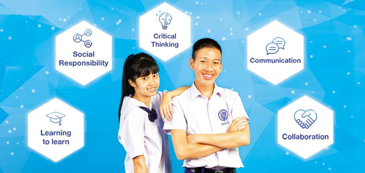 Các bài học ở POLY sẽ giúp học viên giao tiếp tốt (Communication), hợp tác giỏi (Collaboration), suy nghĩ thấu đáo (Critical Thinking), học tập hiệu quả (Learning to Learn) và nhận thức được trách nhiệm xã hội (Social Responsibility)