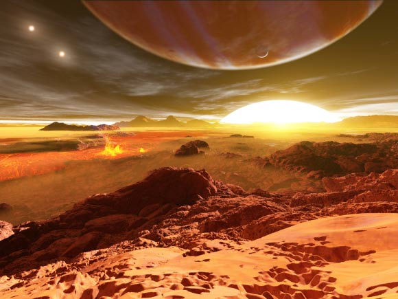 Một thế giới có thể có sự sống ngoài hành tinh quay quanh một ngôi sao lùn loại M - Ảnh đồ họa: Ron Miller