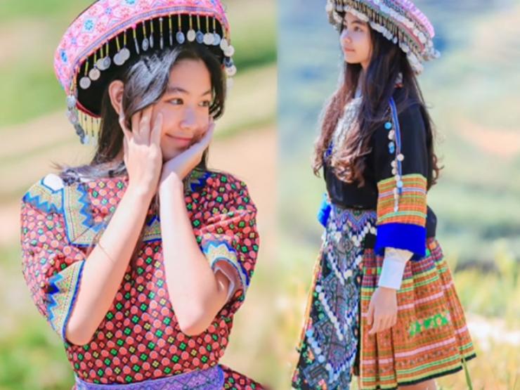Đời sống Showbiz - 2 thiếu nữ diện trang phục dân tộc được dân mạng khen nức nở hóa ra là ái nữ nhà sao Việt