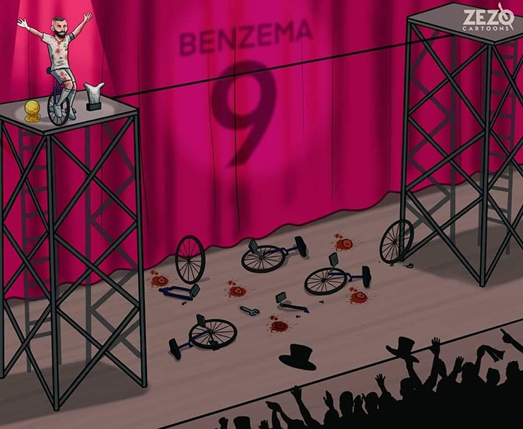 Benzema xuất sắc vượt qua các đối thủ.
