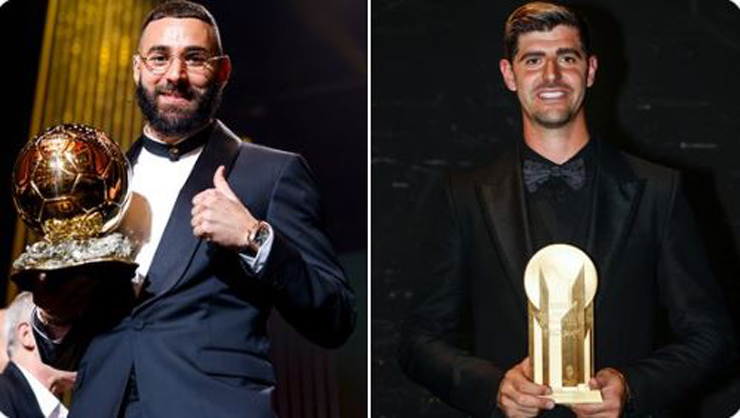Karim Benzema ẵm giải "Quả bóng vàng", còn Thibau Courtois đoạt danh hiệu Yashin Trophy