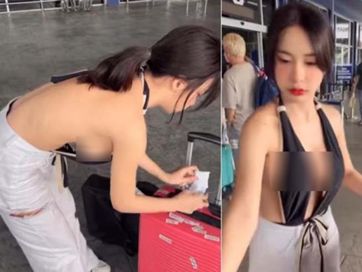 Đời sống Showbiz - Chân dài suýt hở vòng 1 gây náo loạn sân bay hóa ra là DJ nổi tiếng