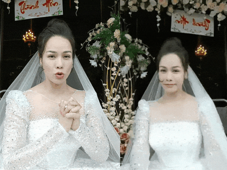 Nhật Kim Anh bất ngờ livestream mặc váy cưới, nói về "lễ thành hôn ở Củ Chi"