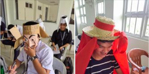 Sinh viên làm mũ chống quay cóp theo lời "thách thức" của cô giáo. Ảnh: Mary Joy.