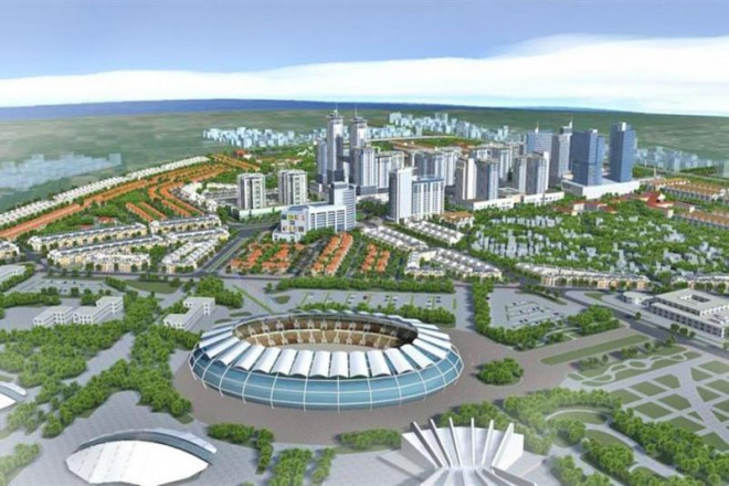 Phối cảnh của ĐHQGHN tại Hòa Lạc, tương lai đây sẽ là một "đô thị đại học" hiện đại tại Việt Nam.