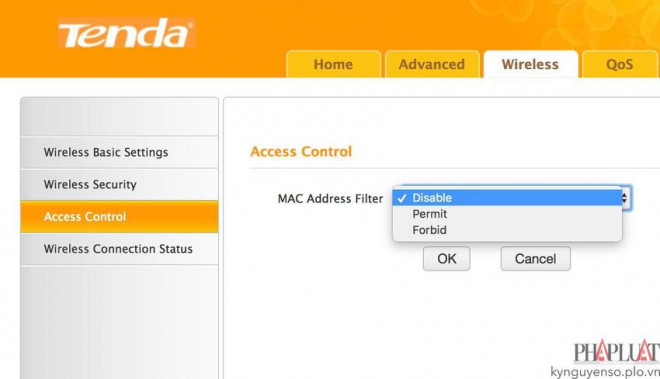 Tạo bộ lọc địa chỉ MAC trong router. Ảnh: MINH HOÀNG