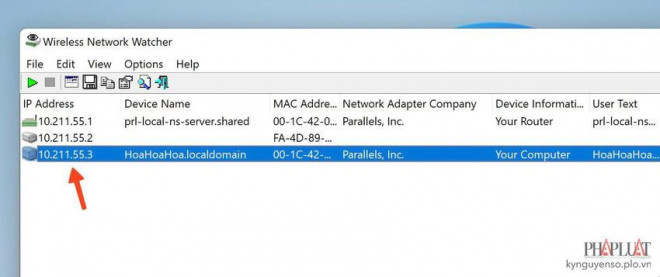 Wireless Network Watcher sẽ hiển thị tất cả các thiết bị đang kết nối mạng. Ảnh: MINH HOÀNG