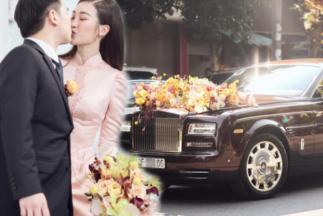 Đám cưới HH Đỗ Mỹ Linh và Chủ tịch CLB HN FC: Siêu xe dẫn đầu, cô dâu chú rể "khóa môi" ngọt ngào