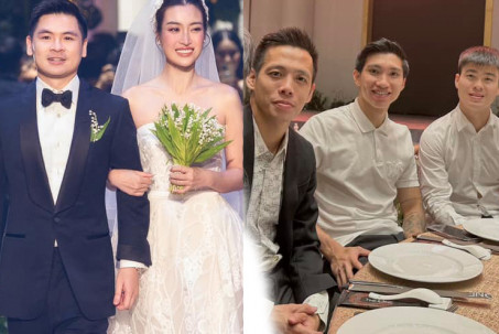Dàn cầu thủ tụ họp trong đám cưới Chủ tịch Hà Nội FC và bà xã hoa hậu
