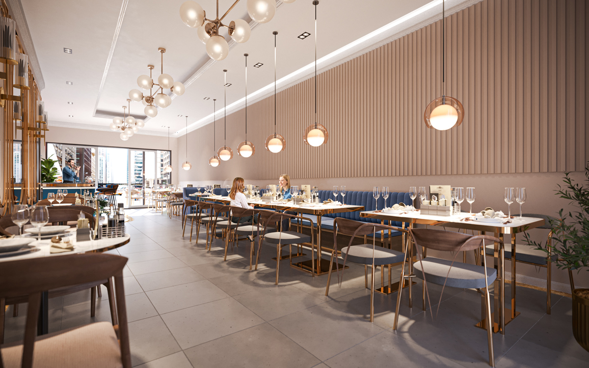 Thiết kế trần cao và ô cửa kính rộng giúp chủ kinh doanh dễ dàng bài trí, thu hút khách hàng.