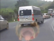 Ô tô - Clip: Kinh hoàng xe đầu kéo mất phanh khi đang đổ đèo