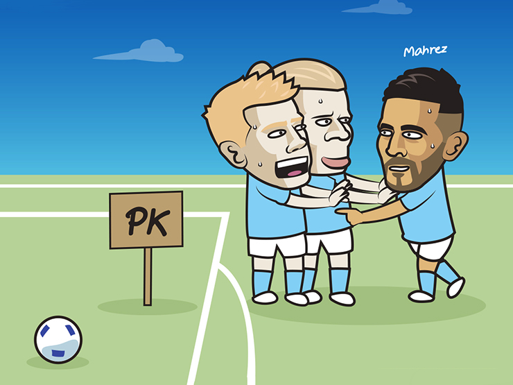 Tranh vui - Ảnh chế: Man City và Haaland "ôm hận" khi để Mahrez đá penalty