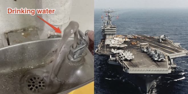 Nước uống trên tàu sân bay hạt nhân Mỹ bị ô nhiễm.