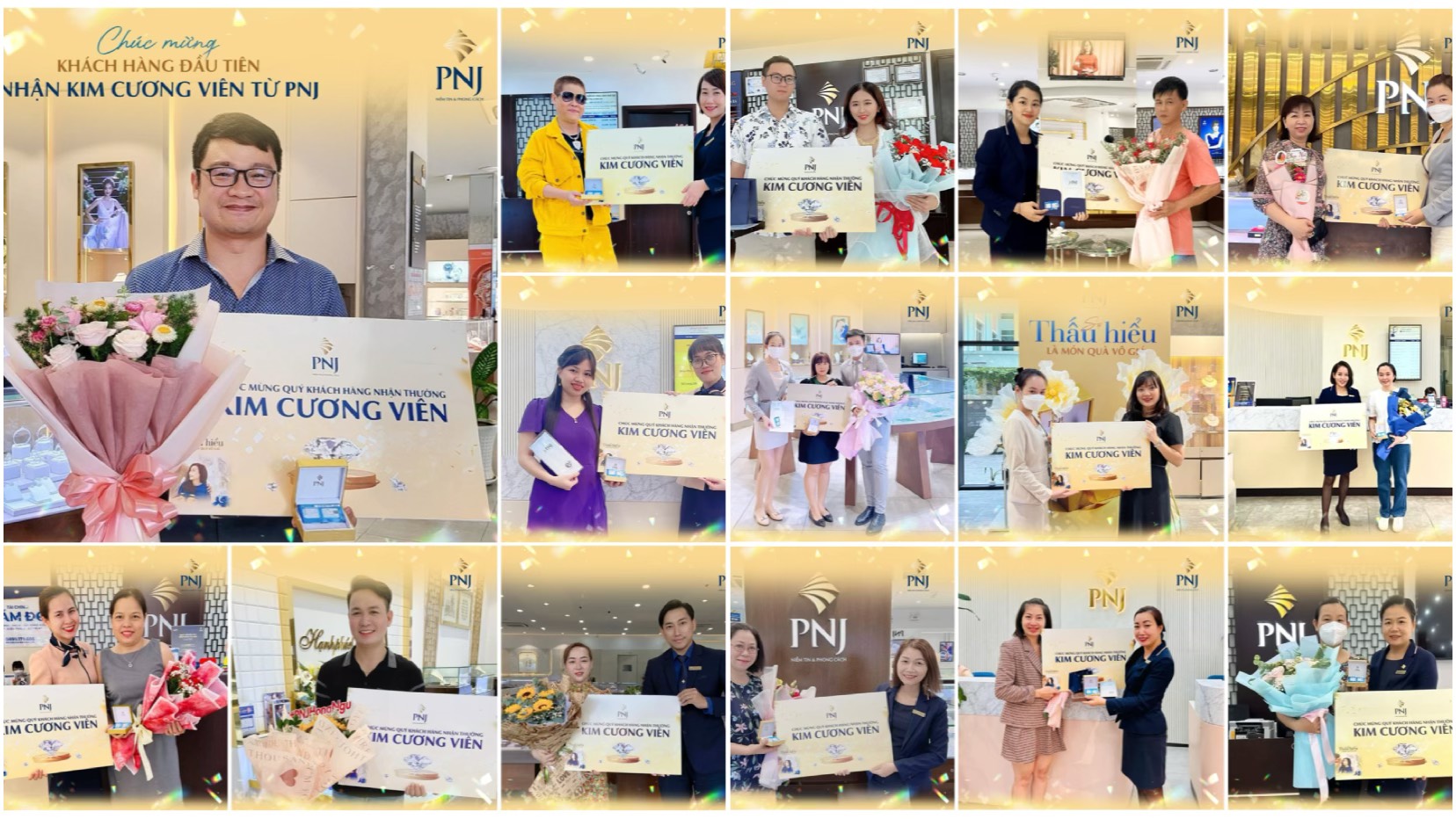 Những khách hàng may mắn nhận kim cương viên từ chương trình 20/10