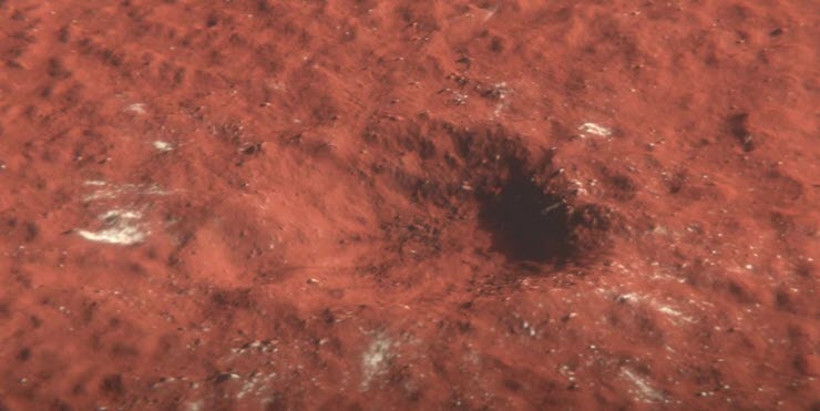 Vết lõm trên bề mặt Sao Hỏa do thiên thạch tạo ra.