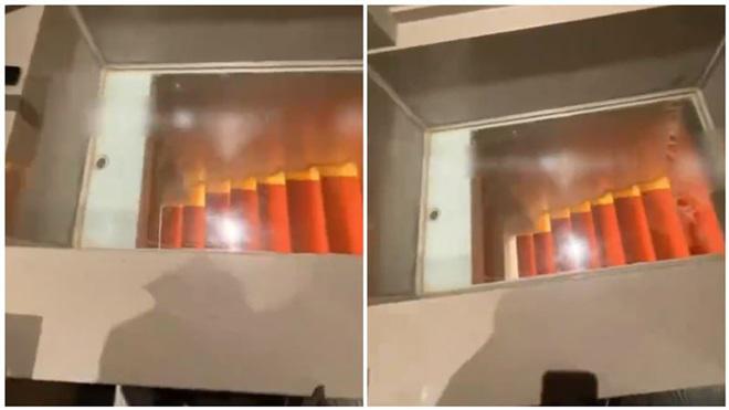Đáy chiếc bồn tắm làm bằng kính trong suốt, có thể thấy rõ cầu thang bên dưới.