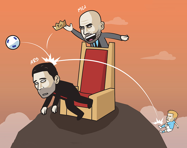 Man City tạm chiếm ngôi đầu của Arsenal.