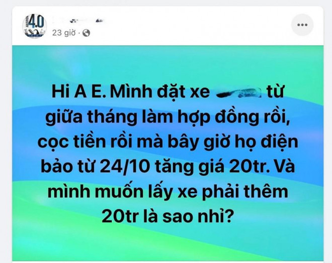 Chia sẻ của thành viên cần được tư vấn trên một hội nhóm ô tô.