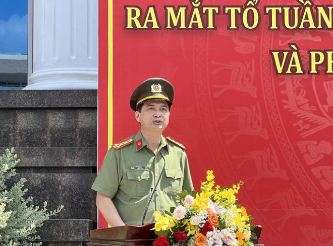 Đại tá Trịnh Ngọc Quyên phát biểu tại buổi lễ