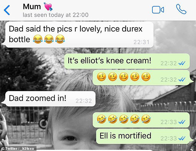 Cô gái trẻ cố gắng cứu vớt hình tượng của mình và nói đấy chỉ là lọ “kem bôi đầu gối” của Elliot.