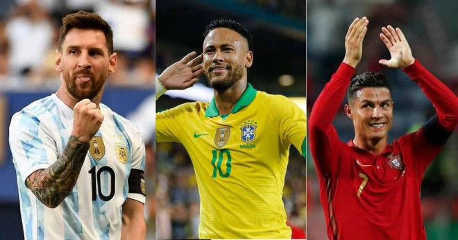 Neymar cùng hai đàn anh Messi, Ronaldo đều là những trụ cột ở đội tuyển quốc gia của họ sắp sửa đá vòng chung kết World Cup 2022. Ảnh: GETTY.