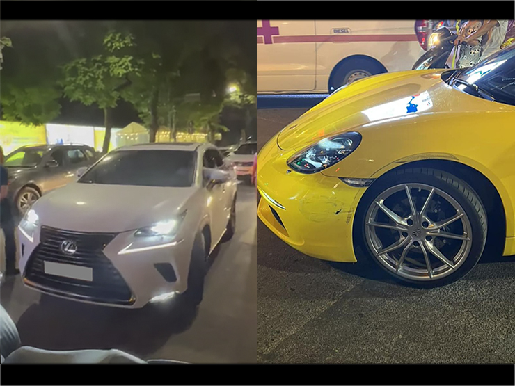 Tin tức ô tô - Lexus RX 350 "tạt đầu" Porsche 718 Cayman trên phố Hàng Bài