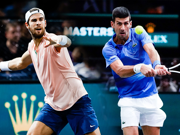 Video tennis Djokovic - Khachanov: 2 set chóng vánh, thẳng tiến tứ kết (V3 Paris Masters)