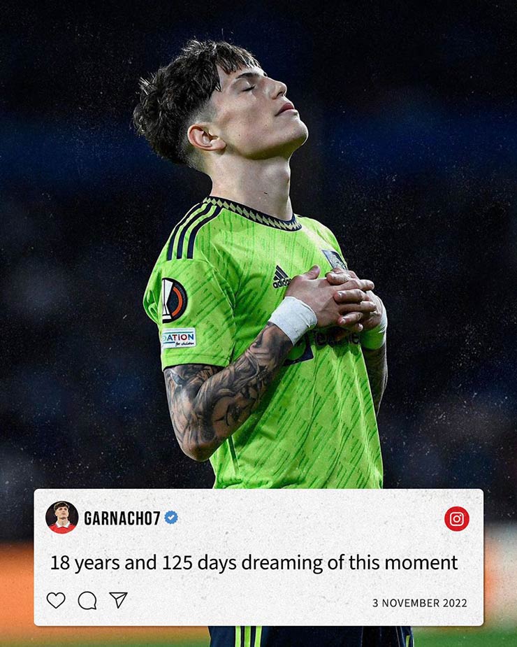 Garnacho đăng ảnh trên Instagram ăn mừng bàn thắng cho MU