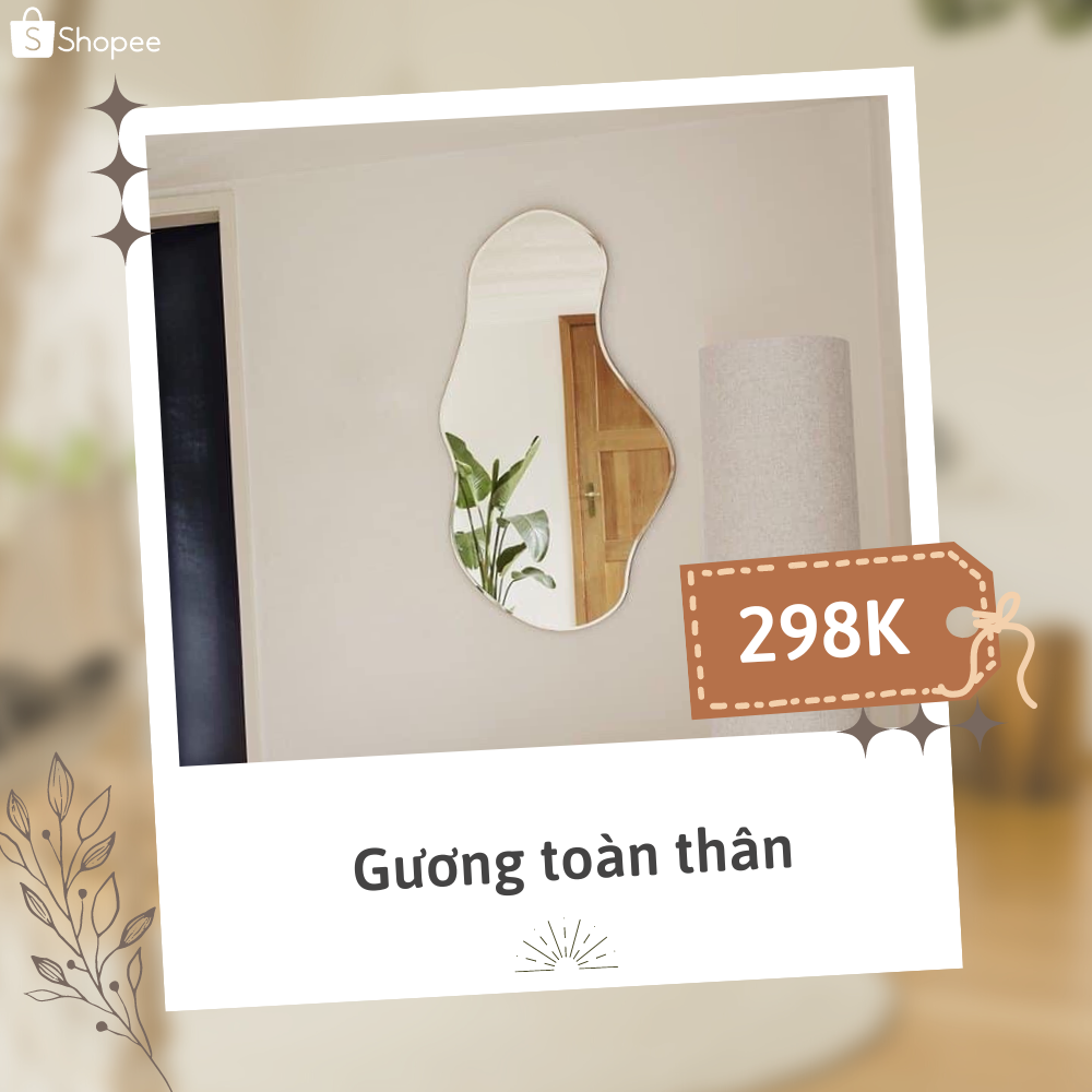 Gương toàn thân hình hạt đậu từ thương hiệu VUADECOR, tặng kèm đèn led cảm ứng cao cấp hiện đang được giảm còn 298.000 đồng.