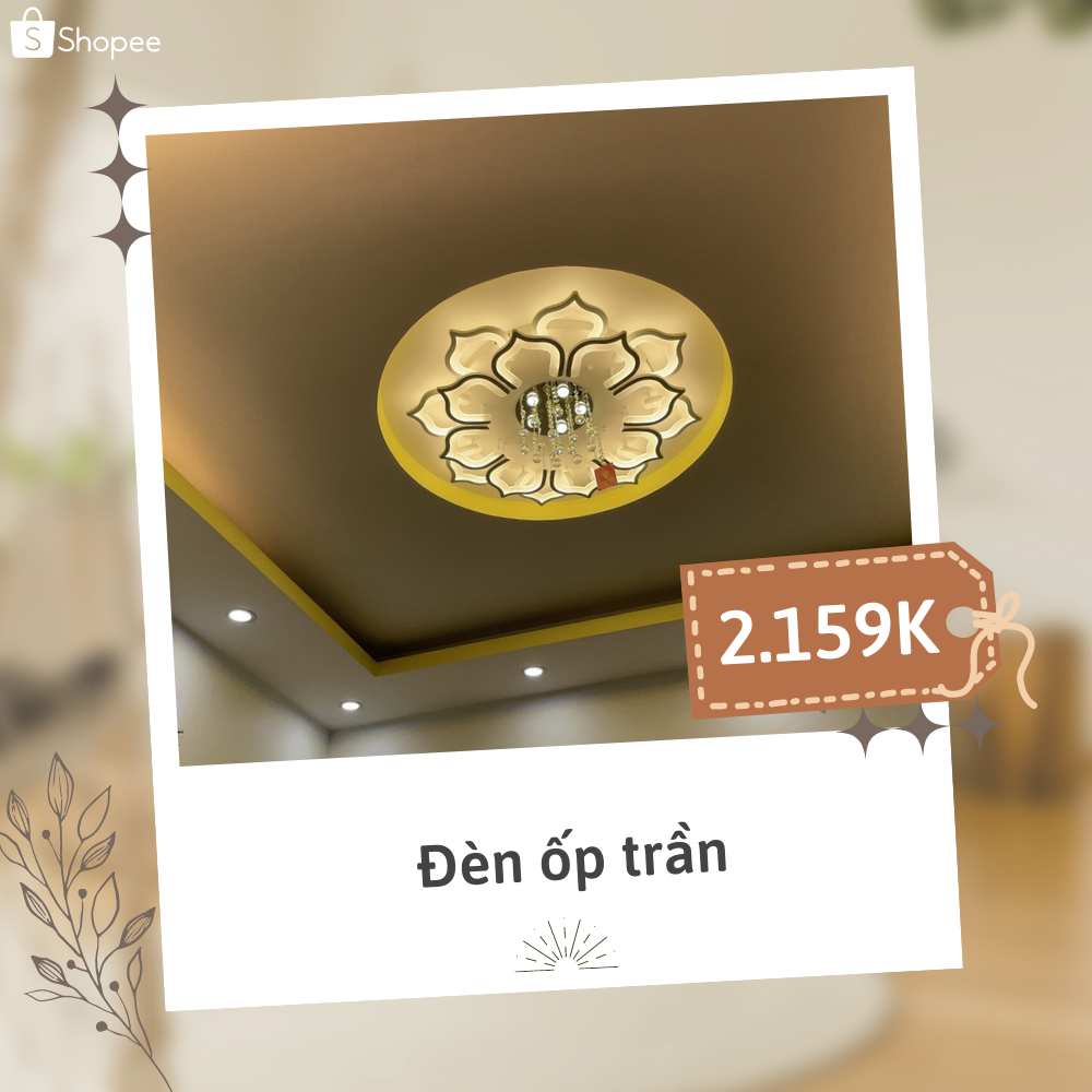 Đèn ốp trần hoa sen thủ đô lighting 16 cánh, 3 chế độ ánh sáng, thiết kế viên thả pha lê cao cấp hiện giảm 20%, chỉ còn 2.159.000 đồng trên Shopee.
