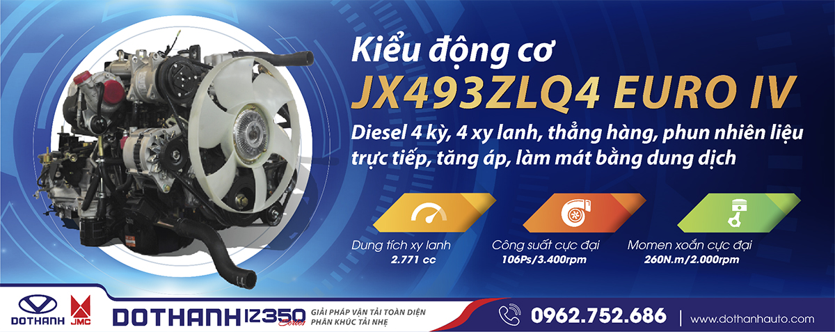 Động cơ Diesel JX493ZLQ4 – Euro IV ứng dụng công nghệ ISUZU Nhật Bản