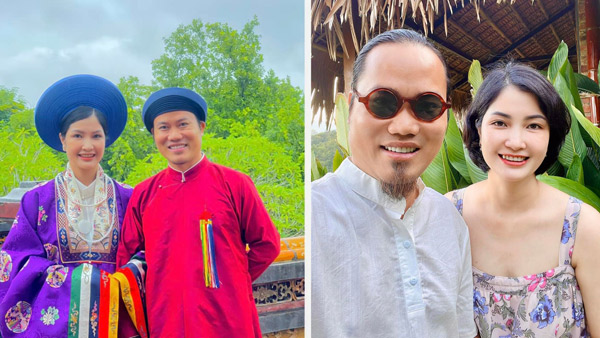 Nghệ sĩ hài Vượng Râu bên bà xã